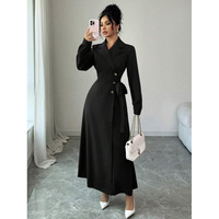 Robe Blazer Longue Personnalisée pour Femme, Double Boutonnage, Taille Ceinturée, Élégante pour Bureau et Soirée, Vente en Gros Usine