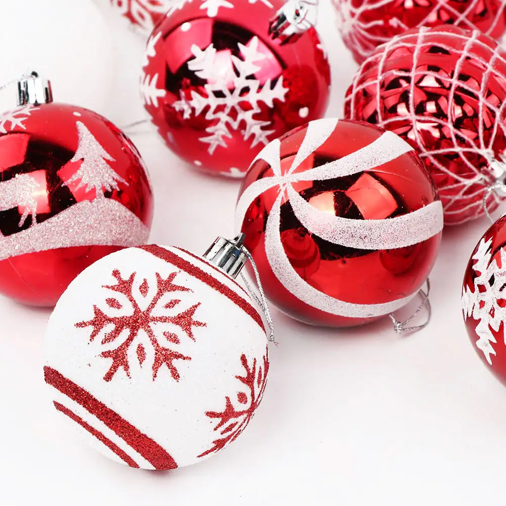 Kerst Decoratie 24Pcs 36 Stuks Plastic Rode Witte Kerst Bal Ornamenten