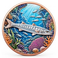 Pièce de monnaie en cuivre pur 999 de 5 oz, série Monde Marin 3D en relief, animaux marins colorés UV, édition de collection