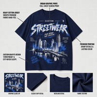 Kaos Oblong Katun Polos Warna Solid 240g dengan Bahu Jatuh Model Boxy untuk Pria Grosir OEM ODM Navy Streetwear Tee
