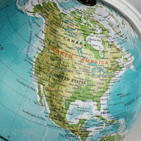Globe océanique multilingue durable de 20cm en PVC bleu + carte physique en métal pour l'enseignement de la géographie en classe ressource éducative