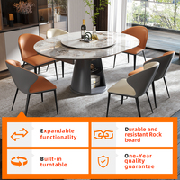 Table à manger multifonctionnelle Plateau en pierre frittée pour base en bois moderne Table à manger de luxe avec rangement
