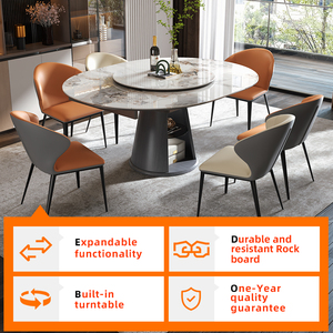 <span class=keywords><strong>Table</strong></span> à manger multifonctionnelle Plateau en pierre frittée pour base en bois moderne <span class=keywords><strong>Table</strong></span> à manger de luxe avec rangement - Product Image 2