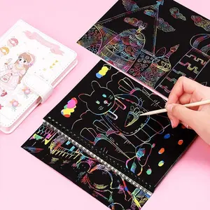 Kinder-Regenbogen bunte kratzende Kunst Malerei Papier und handgemachte DIY kratzende Kunst Zeichnen Graffiti kritzel-Buch