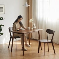 Chaises de salle à manger modernes et minimalistes en bois massif 100% bois de caoutchouc, idéales pour appartement, options de couleurs disponibles