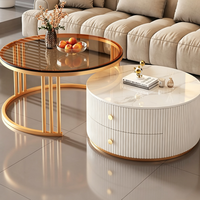 Table basse moderne noire à design rond avec rangement pour salon