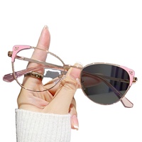 7114 nouveauté métal cadre verre lunettes cadres photochromique oeil de chat anti lumière bleue lunettes photochromiques pour femmes hommes