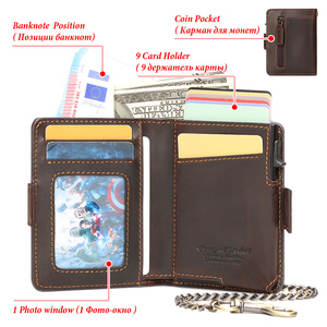 Genuine Leather Wallet Automatic Pop-Up <strong>Card</strong> Holder Credit <strong>Card</strong> Storage RFID Anti-Theft Chain Logo Customizable Polyester Lining - Product Image 3
