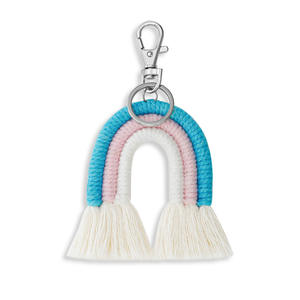 Tissage arc-en-ciel porte-clés pour femmes Boho arc-en-ciel porte-clés à la main porte-clés sac breloque voiture suspendus bijoux <span class=keywords><strong>Gif</strong></span> - Product Image 5