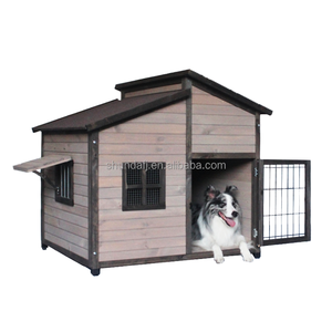 Perrera doble superior de madera maciza para exteriores moderna para Golden Retrievers, botón de Casa de perro a prueba de lluvia, jaula para mascotas de gran tamaño, estilo neutro - Product Image 3