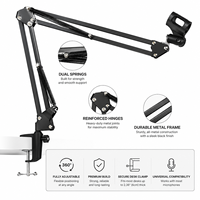 Support de microphone noir réglable avec bras articulé, réduction du bruit, support de micro de bureau pliable, suspension métallique et vis de fixation pour micro