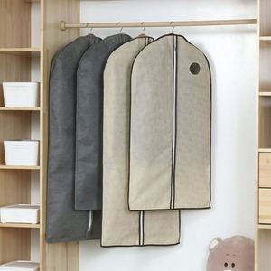 Housse de protection pour vêtements suspendus, housse de costume longue en PVC non tissé durable avec fermetures éclair, sac de rangement domestique - Product Image 1