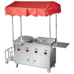 Camion de nourriture de fabricant de crêpes avec la rue de friteuse chariot de casse-croûte multifonctionnel mobile chariot de nourriture poussé à la main remorque de fabricant de crêpe - Product Image 6