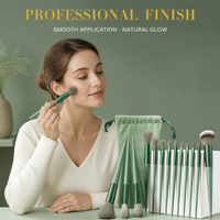 Ensemble de 13 pinceaux de maquillage vegan avec poils synthétiques pour fond de teint, fard à paupières et anticernes - Kit d'outils en gros