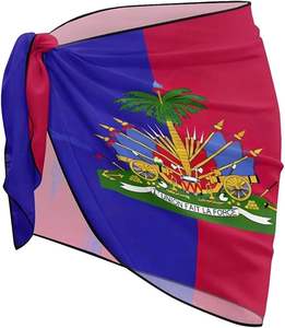 Paréos de plage en mousseline pour femmes, motif drapeau haïtien, jupes de plage uniques pour <span class=keywords><strong>les</strong></span> vacances d'été - Product Image 2