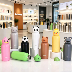 Animal Head Screw Lid 304 Stainless Steel Vacuum <b>Bottle</b> Mini Kids School Water Cup Soccer Dinosaur Panda <b>Bear</b> Custom Gift Bulk - Product Image 1