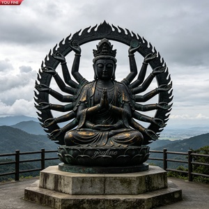 YOUFINE Statue de <span class=keywords><strong>Bouddha</strong></span> Maitreya en Bronze Coulé, <span class=keywords><strong>Bouddha</strong></span> Joyeux aux Oreilles Généreuses, Sculpture Artistique pour Ornement de Zone Artistique de Parc Industriel Créatif - Product Image 4