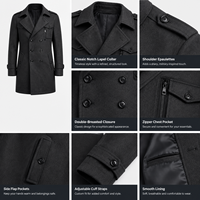 Manteau long en laine pour homme, très vendu, mi-long, simple boutonnage, épais, réversible, personnalisable en usine