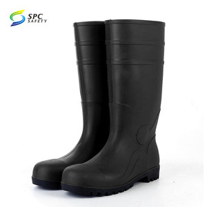 Midsole de punta de acero resistente a químicos, <span class=keywords><strong>Botas</strong></span> de lluvia protectoras para minería de construcción industrial, PVC, antiácido alcalino, negro, barato - Product Image 5