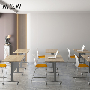 M & W Design moderno grande e piccolo tavolo da allenamento rettangolare pieghevole per sale riunioni con struttura da tavolo - Product Image 5