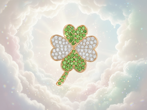 Pendentif trèfle à quatre feuilles élégant pour femme, haute joaillerie, or rose 18 carats, serti de diamants tsavorite - Product Image 2