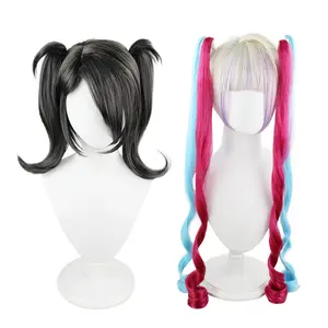 Needy girl overdose cosplay wig Game needy girl overdose Cosplay Black Short Hair and colorful braids Long Hair cosplay wigs