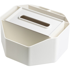Tissue Box Plastic Rotating Storage For Living Room And Bathroom With Remote Control Compartment Off White Gray Pink Green - Product Image 1