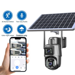 <b>Solar</b> Outdoor <b>CCTV</b> <b>Camera</b> Dual Lens 4mm Night Vision Color AI Human Detect Two Way Audio Waterproof Wireless Wi Fi Monitor - Product Image 1