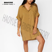 Vente en gros personnalisée 100% rayonne classique motifs coquillages femmes t-shirt robe Style hawaïen Aloha dames chemise robe