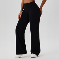 Pantalon de yoga pour femme à jambes larges avec logo personnalisé, taille haute, coupe évasée, décontracté, pour le fitness et l'entraînement 4002