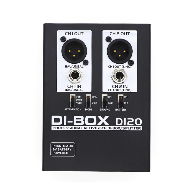 Guitar Active 2-channel DI Box Active DI BOX Signal Impedance Device Noise Elimination Isolator