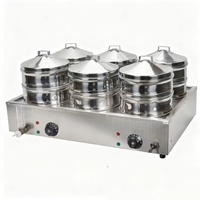 Vaporera Eléctrica Comercial de Acero Inoxidable de 6 Compartimentos para Alimentos, Vaporera Eléctrica Multifuncional Automática para Dim Sum y Calentamiento