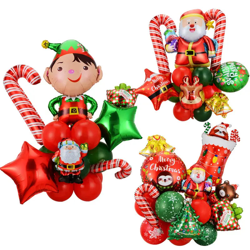 2023 Christmas Party Balloons Set Santa Claus Candy Cane Aluminum Foil Balloons Decoration Gifts Christmas New Year Decoration