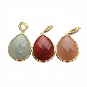 Pendentifs CZ9449 en zircon cubique multiformes plaqués or, colorés, avec breloques marquise, carrées, rondes et ovales pour la fabrication de bijoux - Product Image 1