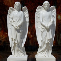 Statues d'anges gardiens grandeur nature en marbre sculpté, style européen, pour l'extérieur, avec garantie d'un an