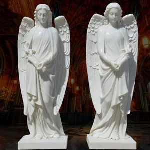 Outdoor Grote Levensgrote Marmeren Steen Grote Beeldjes Tall Giant Guardian Angel Standbeelden Voor Verkoop