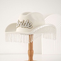 Chapeau de cowboy classique blanc en feutre à large bord pour adultes, idéal pour les mariages et les fêtes western - Vente en gros