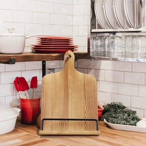 Wooden Recipe Rack <b>Tablet</b> <b>Stand</b> Adjustable Height Desktop Simple Style Wood Grain Color Customizable Single Layer - Product Image 4