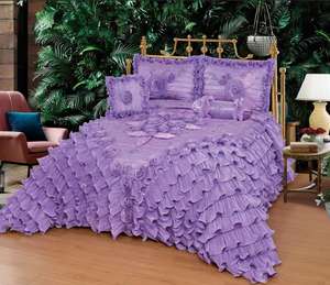 Groothandel Europese stijl 4-delig luxe beddengoedset champagne goud 3D roos ruche decor dekbedovertrekset voor thuis slaapkamer - Product Image 4