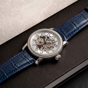 CILOA-Men Automatic Skeleton Quartz <b>Watch</b> <b>Waterproof</b> Luminous Dial Leather Strap Round Business Wristwatch-0249 - Product Image 3