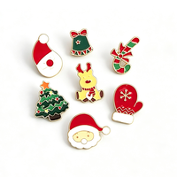 Lot de broches émaillées personnalisées de Noël : Père Noël, Renne, Sapin de Noël, Flocon de neige, Couronne – Broches de revers de collection pour les fêtes