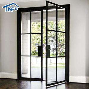 أبواب فرنسية مزدوجة خارجية بتصميم عصري، باب داخلي من الألمنيوم ذو إطار متحرك - Product Image 3