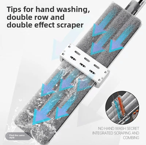 42Cm Roestvrijstalen Microfiber Platte Dweil Met Lange Steel En Vouw Emmer Huishoudelijke Reiniging Voor Huisvloeren - Product Image 2