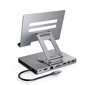 8 trong 1 USB3.0 C Docking Station thông minh nhôm kim loại <span class=keywords><strong>USB</strong></span> Loại C <span class=keywords><strong>HUB</strong></span> với PD sạc và điện thoại di động máy tính đứng - Product Image 1
