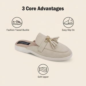 <span class=keywords><strong>Mules</strong></span> personnalisées Ca413-1 avec boucle en métal à franges, dessus en <span class=keywords><strong>daim</strong></span>/lin, semelle en caoutchouc, marché américain, noir/<span class=keywords><strong>beige</strong></span>/marron - Product Image 5