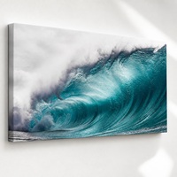 Impression murale vague turquoise Océanique Paysage marin de surf pour maison de plage, hôtel, bureau, intérieurs modernes côtiers