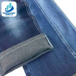 2024 New Fabric Back Side Fleece And Bonded 12 oz Jean Fabrics Dark Blue Stretch Denim Fabric For Jeans Men In Fall And Winter