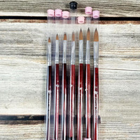 Pinceaux à ongles en acrylique Kolinsky 2/4/6/8/10/12, manche en bois rouge, pour gel, manucure, dessin et outils de manucure