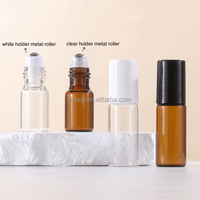 Flacon à bille WOGU 3ml 5ml 10ml, emballage cosmétique vide pour petits échantillons, flacon à bille en verre brun transparent pour huile essentielle, parfum