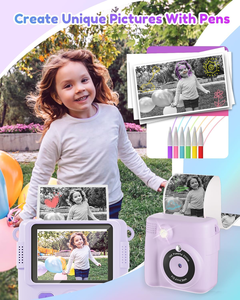 Appareil photo à impression instantanée de 2.4 pouces pour enfants avec papier et carte 32G-Jouets numériques pour enfants comme cadeaux d'anniversaire de Noël pour filles garçons - Product Image 3